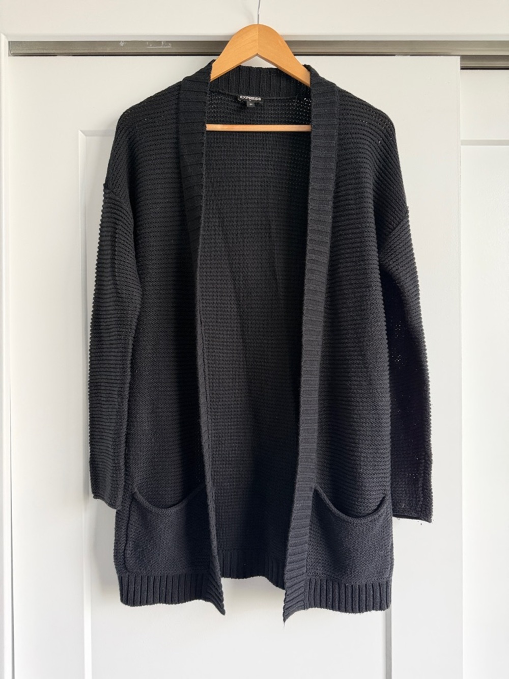 Express Black Open-Front Pocket Cardigan